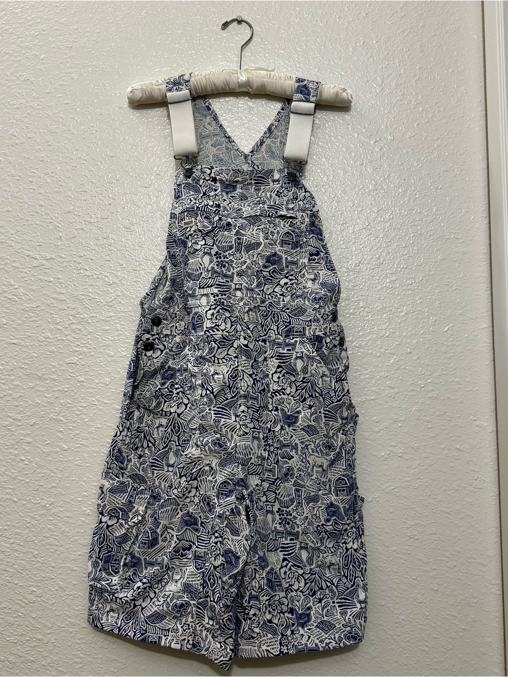 Duluth Trading Heirloom Gardening Bib Overalls Small Blue Farm Print